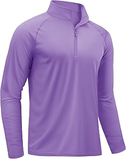 TACVASEN Rash Guard Mens Swim Shirt Long Sleeve UV Fishing Sun Protection UPF 50 Running Athletic 1/4 Zip Shirt for Men