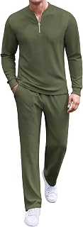 COOFANDY Men's 2 Piece Tracksuit Set Polo Athletic Sweatsuit Quarter Zip Jogging Long Sleeve Casual Sports Outfits