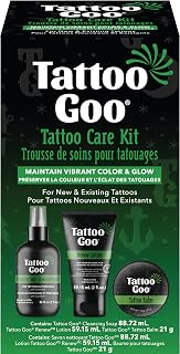 Tattoo Goo Aftercare Kit (3 Piece Set) – Cleansing Soap, Tattoo Balm & Renew Lotion for Daily Tattoo Care, Hydrates & Maintains Color, Vegan & Petroleum-Free