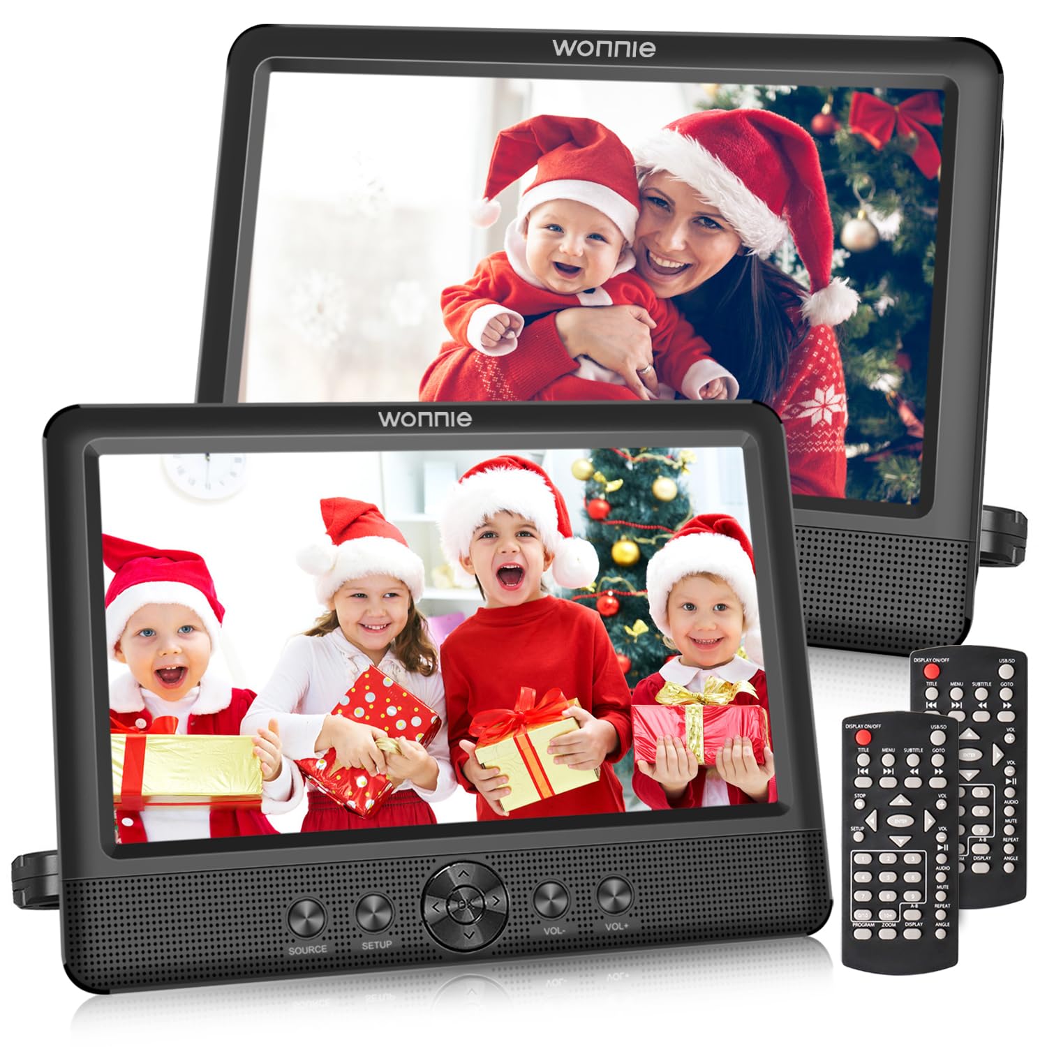 WONNIE 10.5" Two Car DVD Players Portable Dual Screen Headrest Video Player, Pla