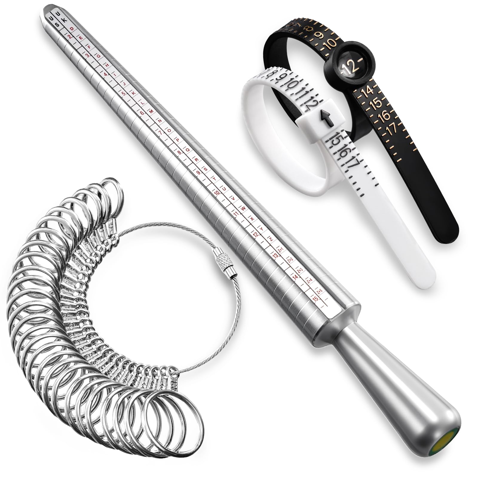 Meowoo Ring Sizer Measuring Tool Set | Ring Gauges with Finger Sizer Mandrel, Ri