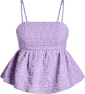 SOLY HUX Summer Babydoll Top for Women Y2k Peplum Cami Crop Tank Tops