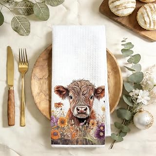Adorable Kitchen Towels Absorbent Microfiber Durable Kitchen Towels for Bathroom Rustic Cow Pattern Housewarming Gift