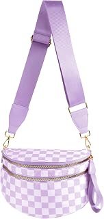 FEIBOON Spacious Checkered Nylon Crossbody Bag Bum Bag Handbags for Women