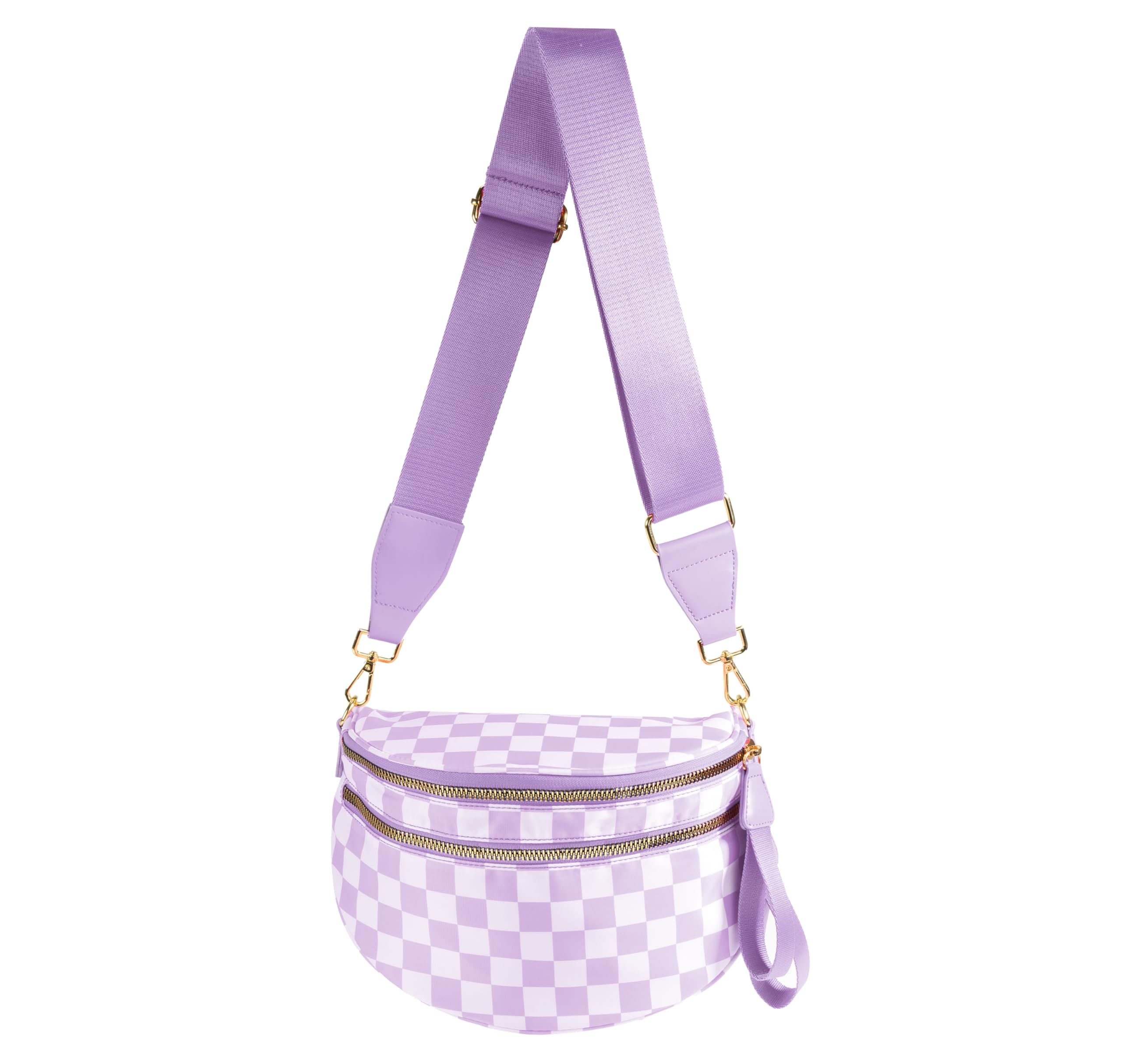 FEIBOON Spacious Checkered Nylon Crossbody Bag Bum Bag Handbags for Women