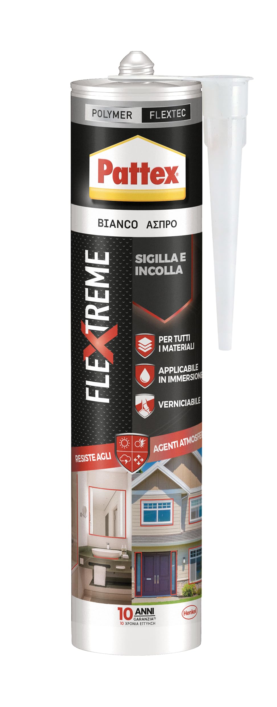 Pattex Flextreme Elastic Sealant for Indoor and Outdoor Use, High Performance Mu