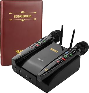 The Platinum Cello2 Karaoke Machine with Dual Wireless Microphones, Digital Video and app Support，Karaoke System with Song Book, Over 23K Songs, Filipino Tagalog Songs, Hindi Songs, 12k English Songs