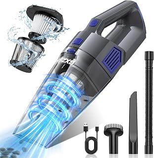 Gxzsk Handheld Vacuum Cordless, Hand Held Car Vacuum Cleaner, Hand Vacuum | 15000PA Strong Suction, Rechargeable, Portable, Multi-Nozzles & Washable Filter, For Home Office, Car, Pets
