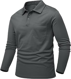 JHMORP Men's Polo Shirts Long Sleeve Quick Dry Outdoor Sport Tennis Running Golf Shirts with Collar Pocket
