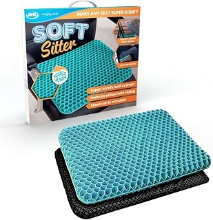 JML Soft Sitter Gel Seat Cushion & Cover Bundle – Honeycomb, Aqua Green | Honeycomb gel seat cushion supplied with a washable cover – for home, office, gaming and car seat comfort