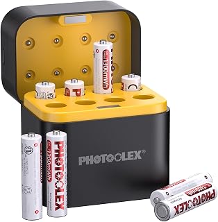 PHOTOOLEX AAA Rechargeable Lithium Batteries 8 Pieces with Charger, 1300 mWh Rechargeable Lithium Triple A Batteries and 1.5 V Constant Voltage Output, Low Self-Discharge AAA Battery, 1600 Cycles