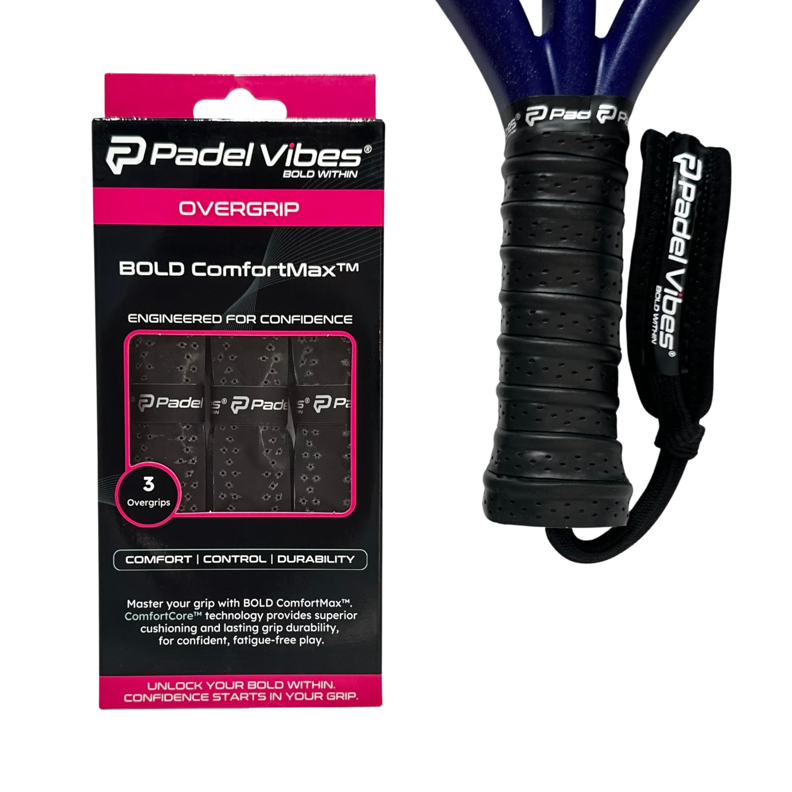 Padel Vibes® ComfortMax™ Padel Overgrips | Cushioned, Ergonomic, Shock-Absorbing