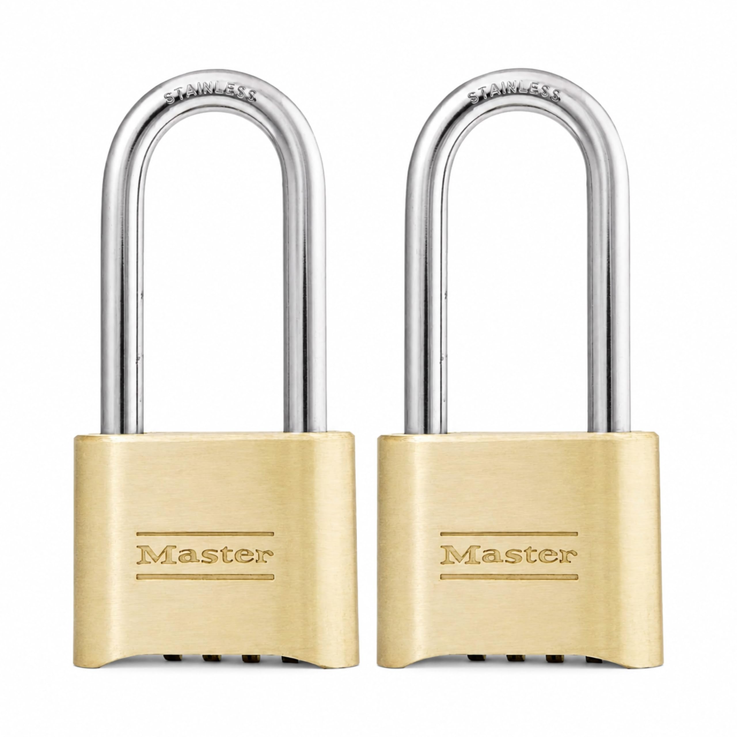 Master Lock Combination Padlock Outdoor Brass Long Shackle 2-Pack 175LHEC2 | Out