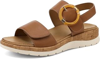 UBFEN Women Flat Sandals Arch Support Open Toe Comfortable Casual Low Wedge Sandals