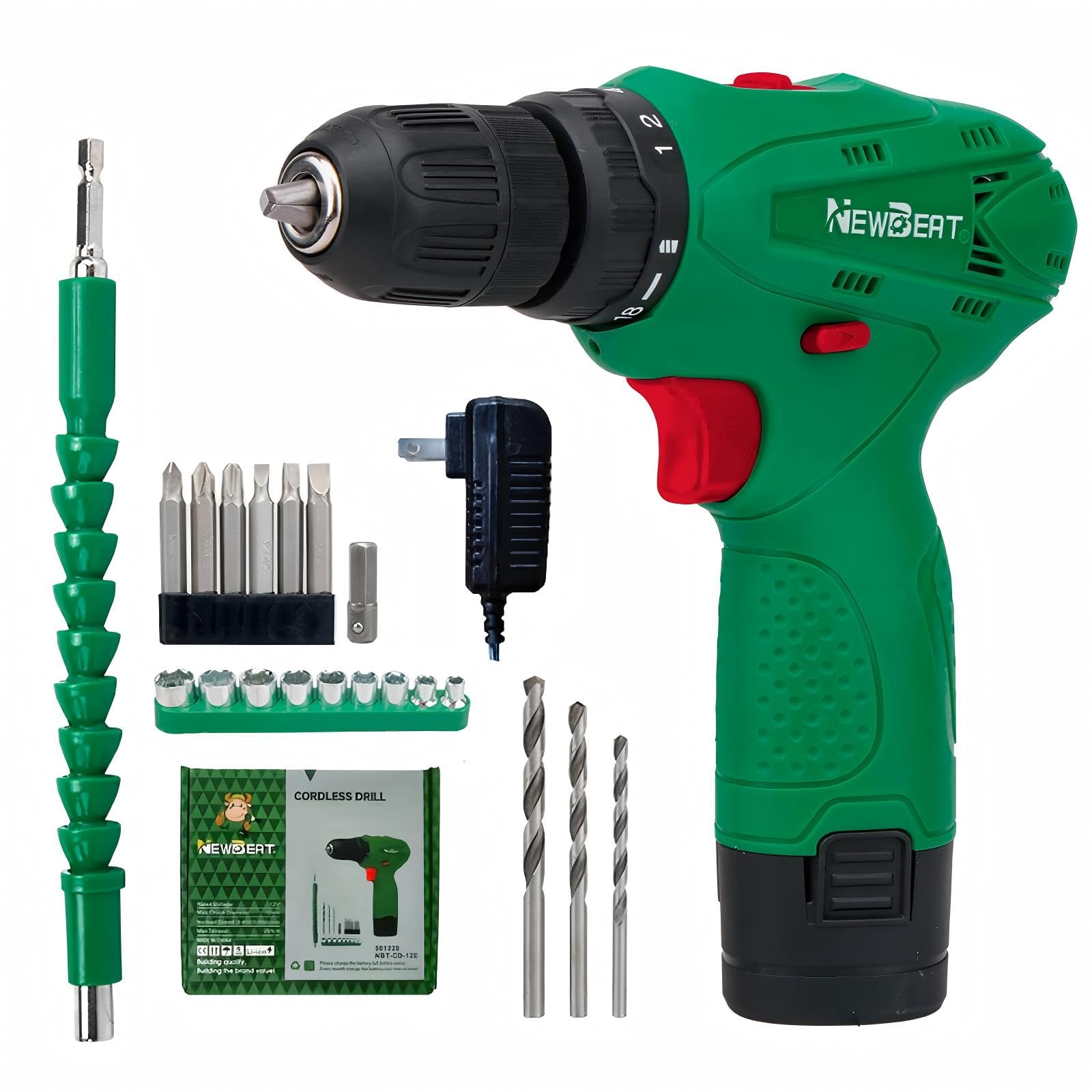 Cordless Drill Set, 12V Power Drill with Battery and Charger