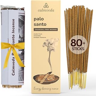 CALMVEDA Holy Palo Santo Incense Sticks for Cleansing - 80, Charcoal Free