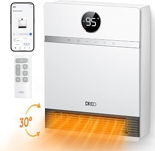 DREO Smart Electric Wall Heater for Indoor Use, Works with Alexa,Large Room | IP24 Wall Mounted Heater, 11.5 ft/s Heating, 28dB Quiet Operation, App and Remote Control, Digital Thermostat and ECO Mode