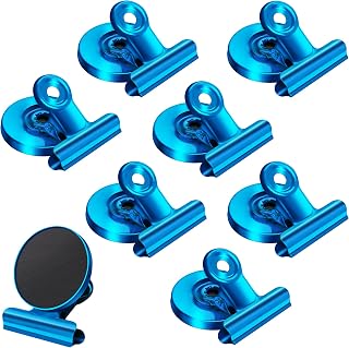 Pack of 8 Fridge Magnets with Magnetic Clips, Perfect for Fridge Whiteboards, Photos, Home and School Use (Blue)