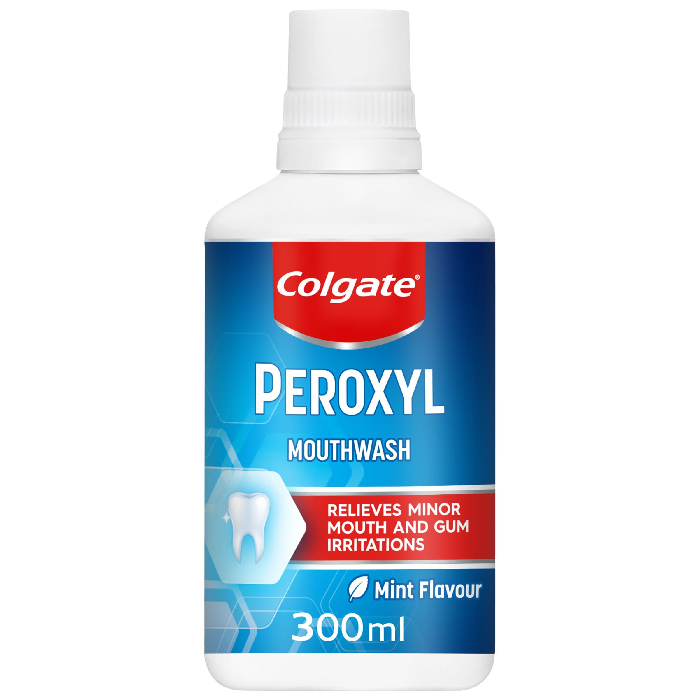 Colgate Peroxyl Antiseptic Mint Flavour 300ml Mouthwash, Relieves Minor Mouth an