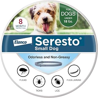 Seresto 8-Month Flea & Tick Collar for Small Dogs Under 18 lbs., 1ct | Vet-Recommended Treatment & Prevention, Odorless & Water-Resistant, Dogs & Puppies 7 Weeks of Age & Older