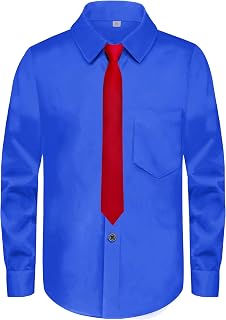 Boys Long Sleeve Button-Down Dress Shirts with Tie: 2 Fabrics (Stretch/Standard) & 2 Fits (Regular/Husky)