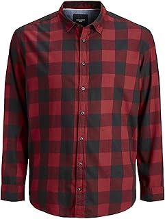 JACK & JONES JJEGINGHAM Comfort Plus Size 12183107 Men's Casual Shirt, Chequered, Size: