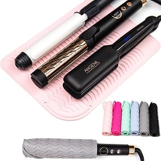 ANGENIL Pro Large Heat Resistant Silicone Mat Hair Straighteners for Women, Curling Irons Heat Proof Mat, Hair Straightening and Hair Curler 2-in-1, Travel Mat Case Tools, Large Size 11.02" x 7.9"