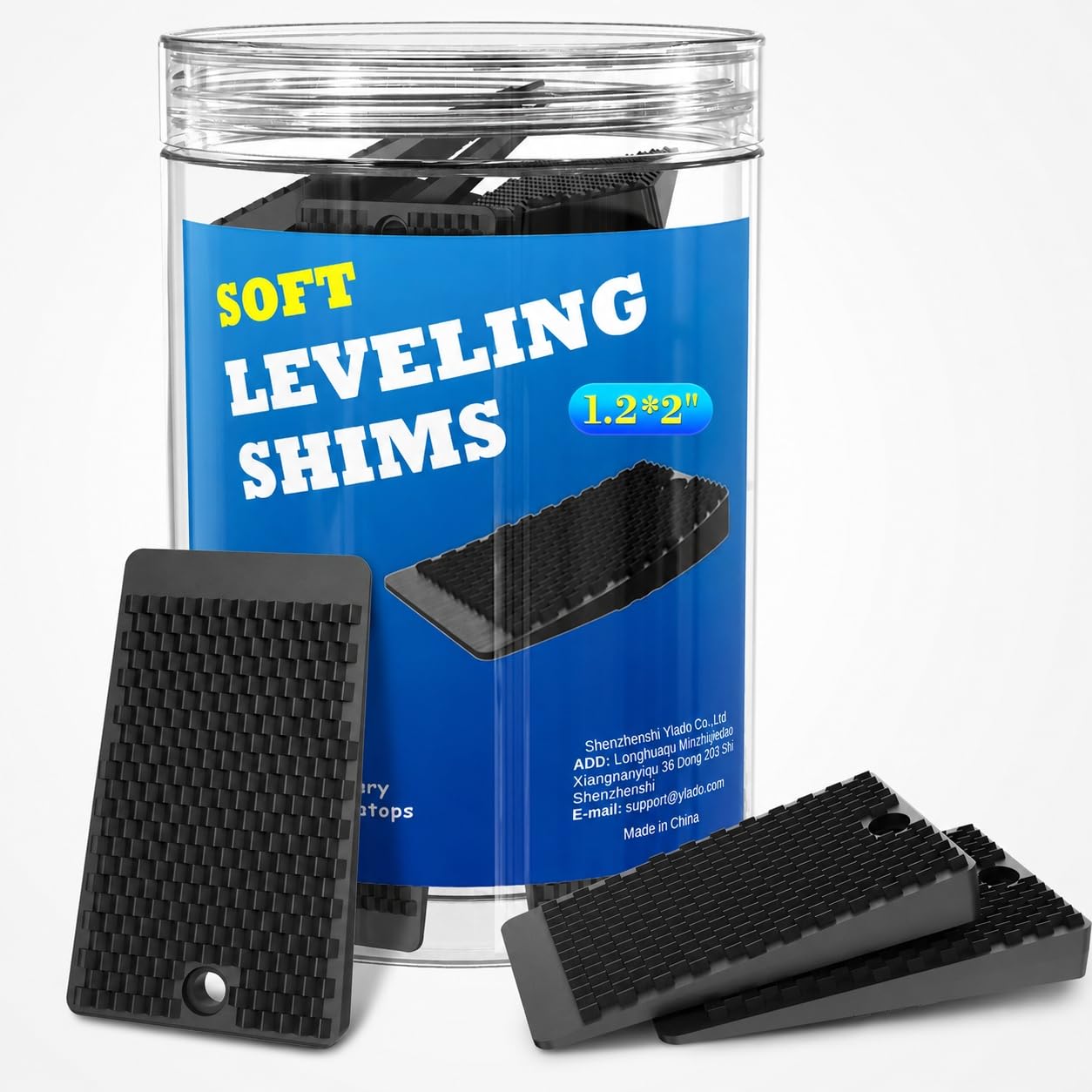 Furniture Levelers, 32 Piece Jar 2“, Rubber Shims for Leveling, Black Wedge for 