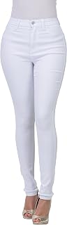 High Waisted-Rise Colored Stretch Skinny Destroyed Ripped Distressed Jeans for Women Olive Mustard RED
