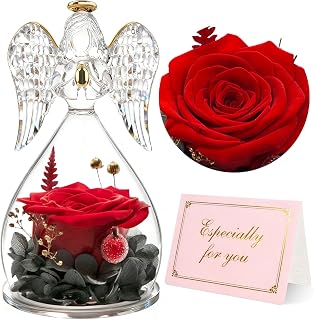 Yamonic Preserved Real Rose Gifts for Women, Eternal Rose in Glass Angel