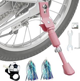 Aeneadbaby Kickstand for Kids Bike,Upgraded Adjustable Kids Bike Kickstand for 14 16 18 20 22 Inch Kids Bike,Aluminum Alloy Easy Install Universal Rear Kids Bicycle Kick Stand. (pink)