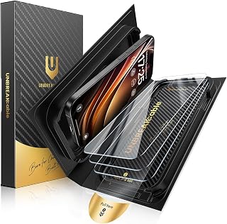 UNBREAKcable Tempered Glass for iPhone 15 Pro Max, Pack of 3 9H Hardness + Screen Protector [Easy Installation][99.99% HD Transparent][Case Compatible] for Apple 6.7 Inch