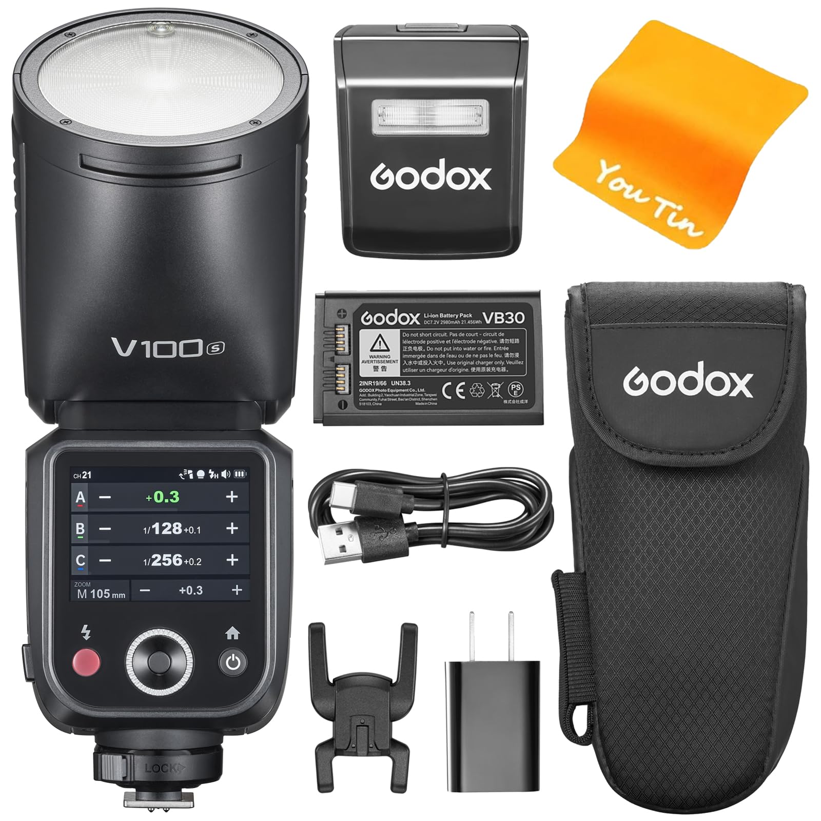 Godox V100-S V100S TTL Camera Flash for Sony, Godox V1PRO-S Upgraded, 100Ws Roun