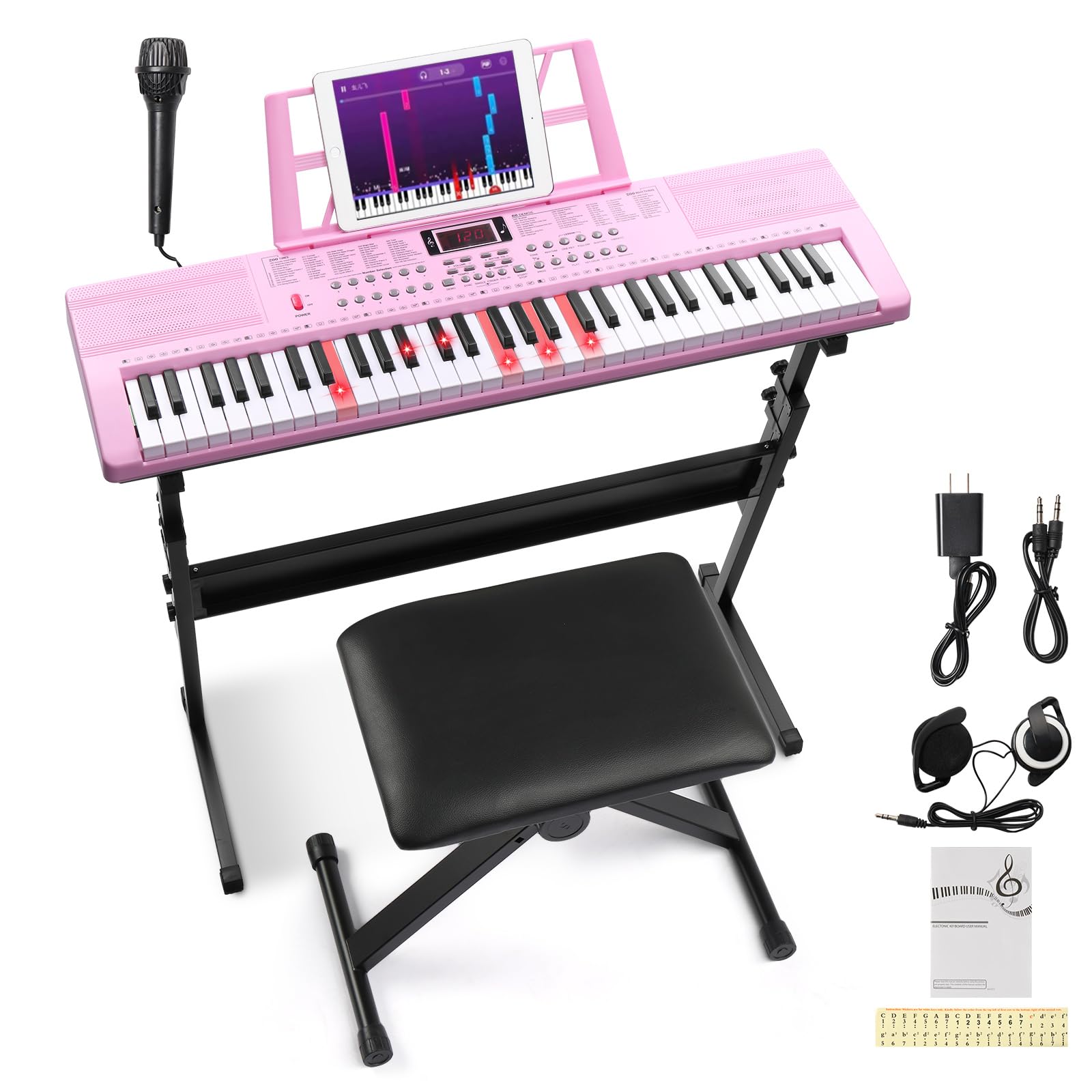 Ktaxon 61 Key Keyboard Piano Electric Keyboard with Lighted Keys | Electric Pian