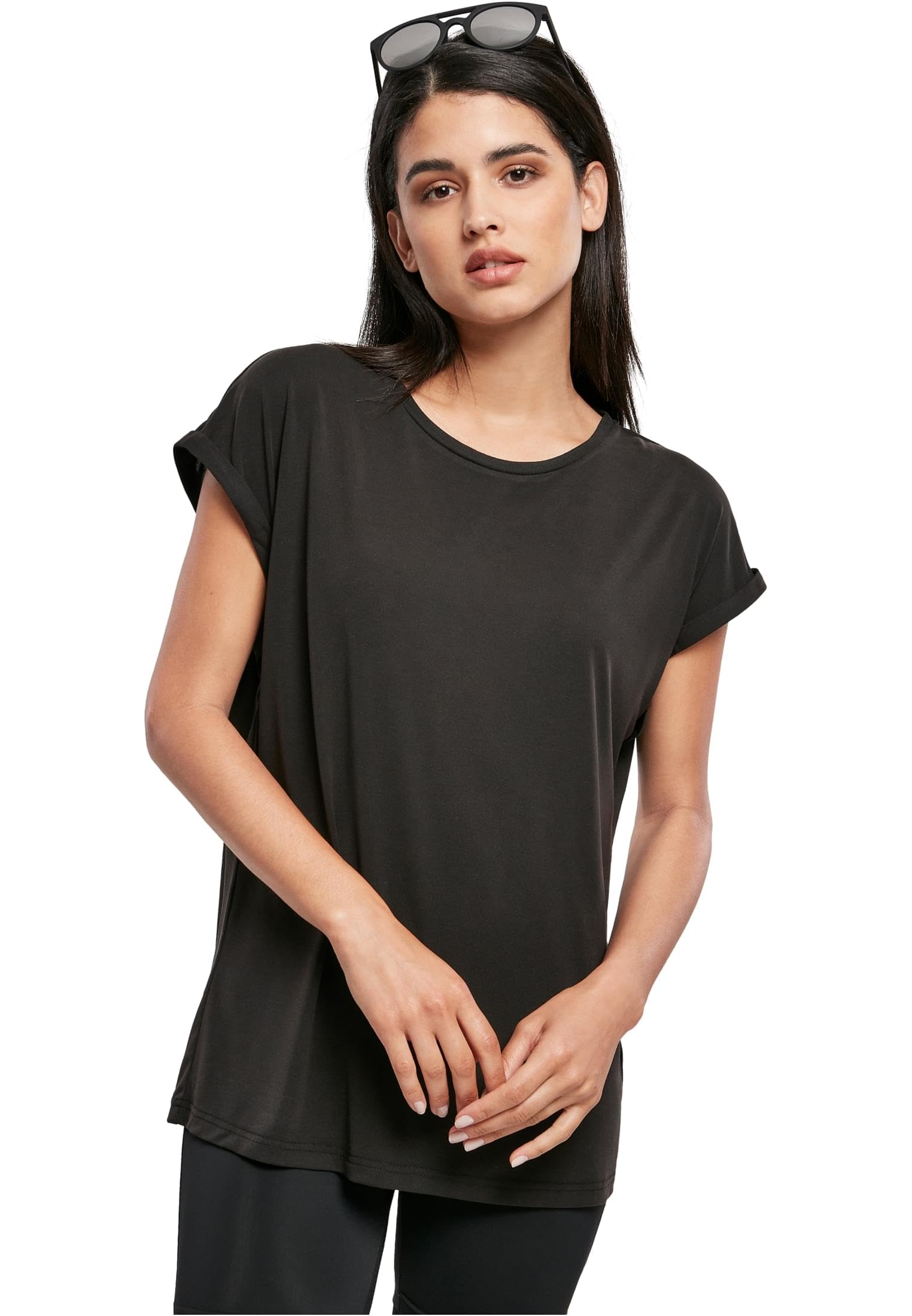 URBAN CLASSICS Women's Short Sleeve Oblique Design Jersey Material T-Shirt Avail