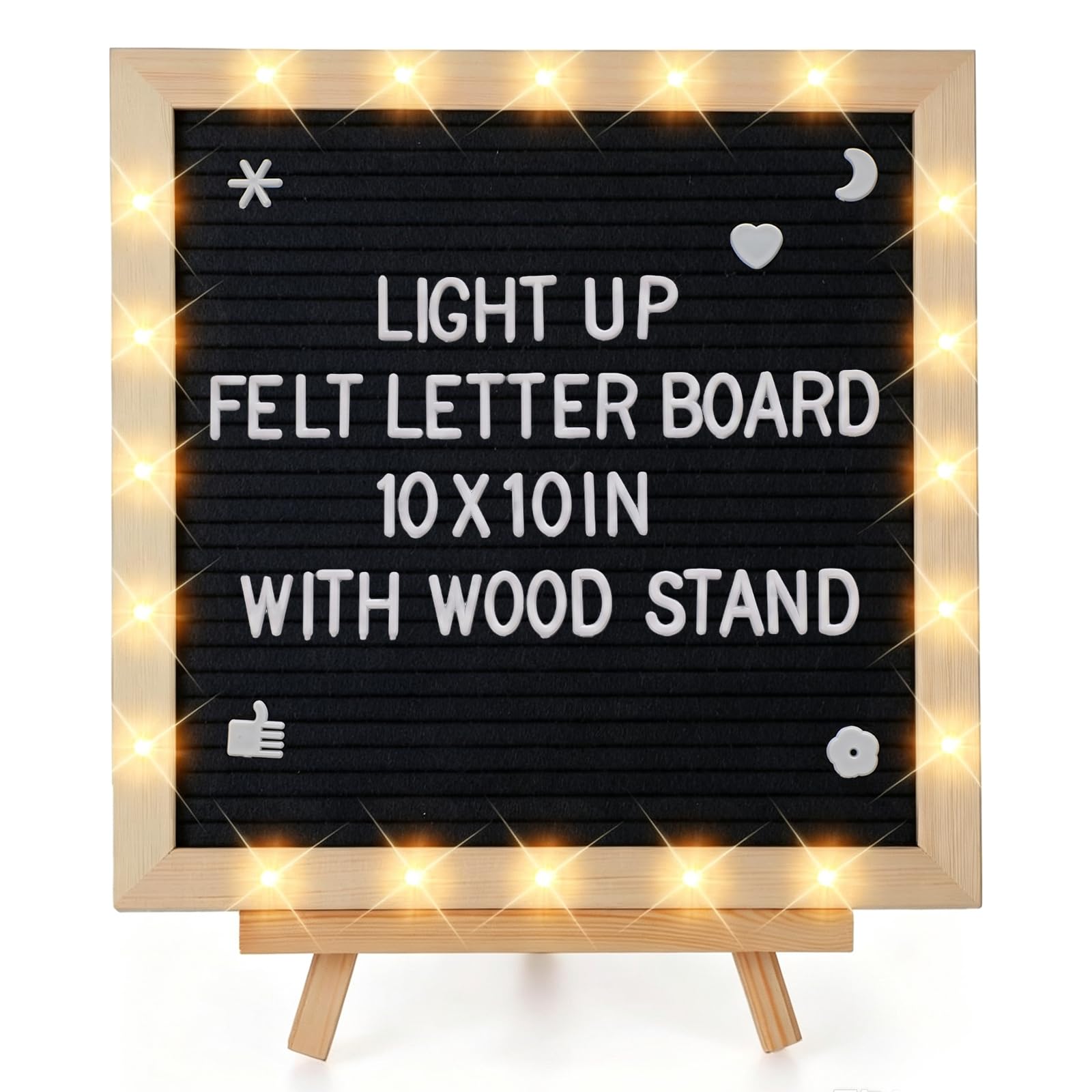 10"×10" Felt Letter Board with LED Lights & Stand for Halloween Party Decor | Wa