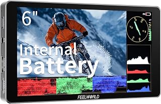 FEELWORLD P6XL 6" 1200nit Touch Built-in Battery Field DSLR Camera Monitor | 4K HDMI In, 3D LUT, HDR Waveform Focus, for Profession Videographer Filmmaker, High Bright for Outdoor, 332g lightweight