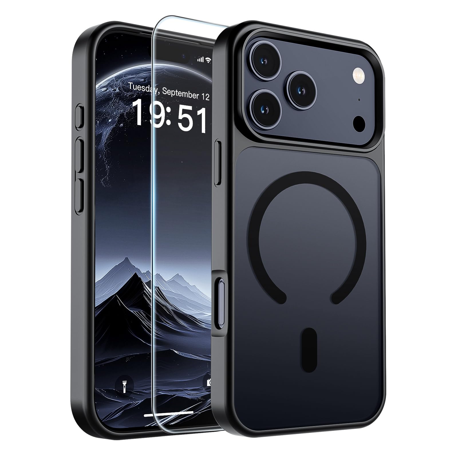 SUPFINE Magnetic for iPhone 18 Pro Case/ 17 Pro Case Black | With Screen Protect