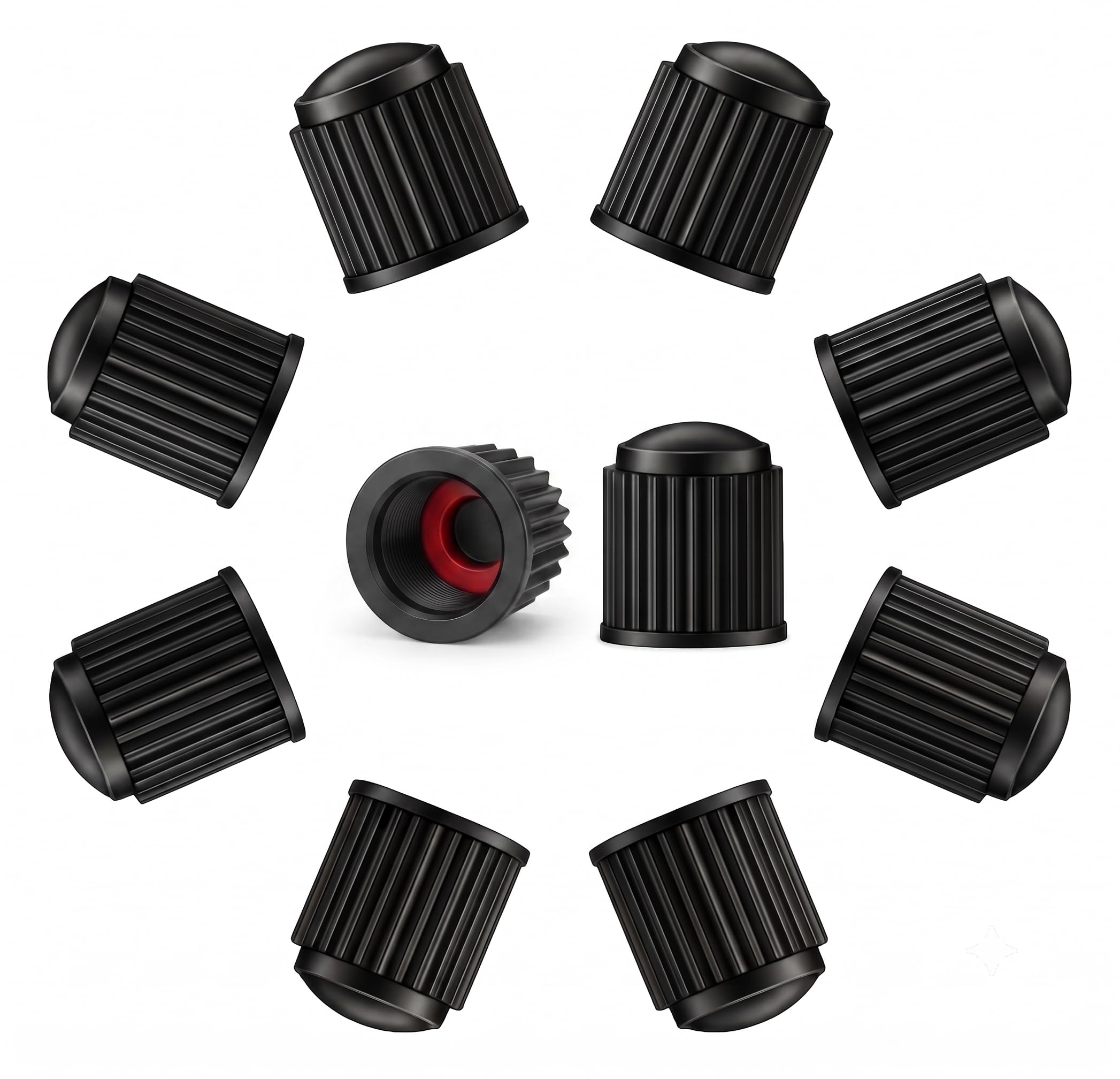 ZYOC 10 PCS Tyre Dust Valve Caps with O-Seal Ring, Universal Stem Dust Cover Cap