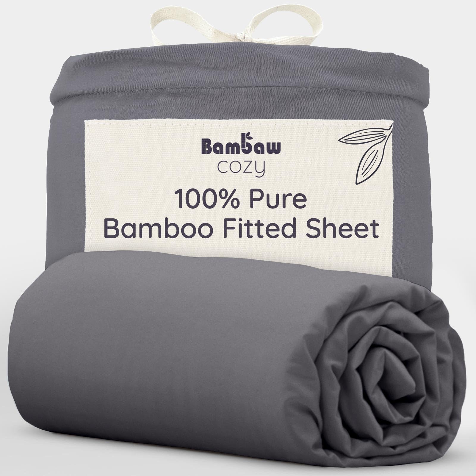 Bambaw Bamboo King Size Fitted Sheet 150x200 cm, Deep Pocket 35cm, Anti Allergy 