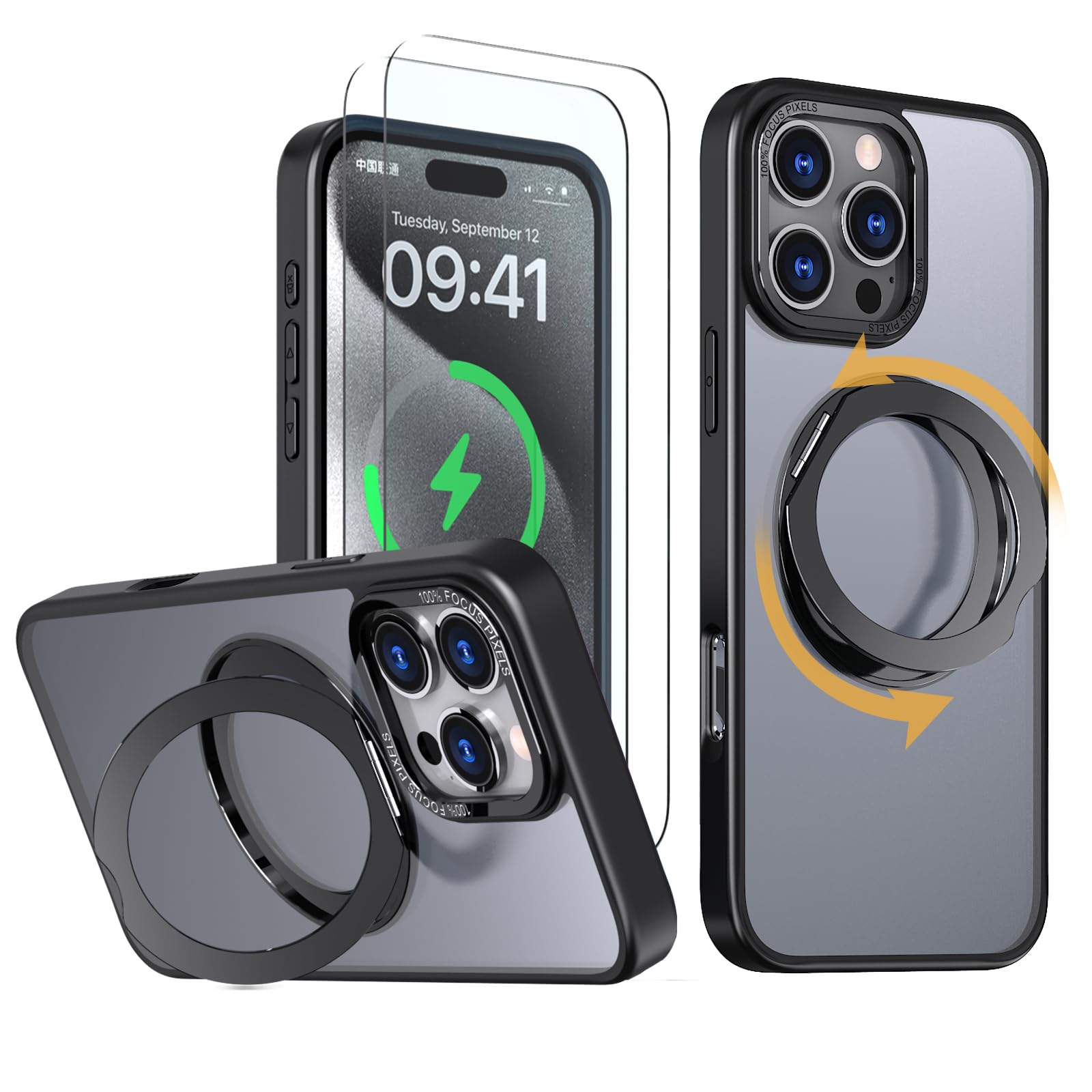 【Includes 2 Tempered Glass Films】HCXLYP iPhone 16 Pro Max Case, MagSafe Compatib
