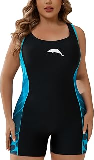 Halcurt Women Plus Size One Piece Swimwear Racerback Full Coverage Swimwear