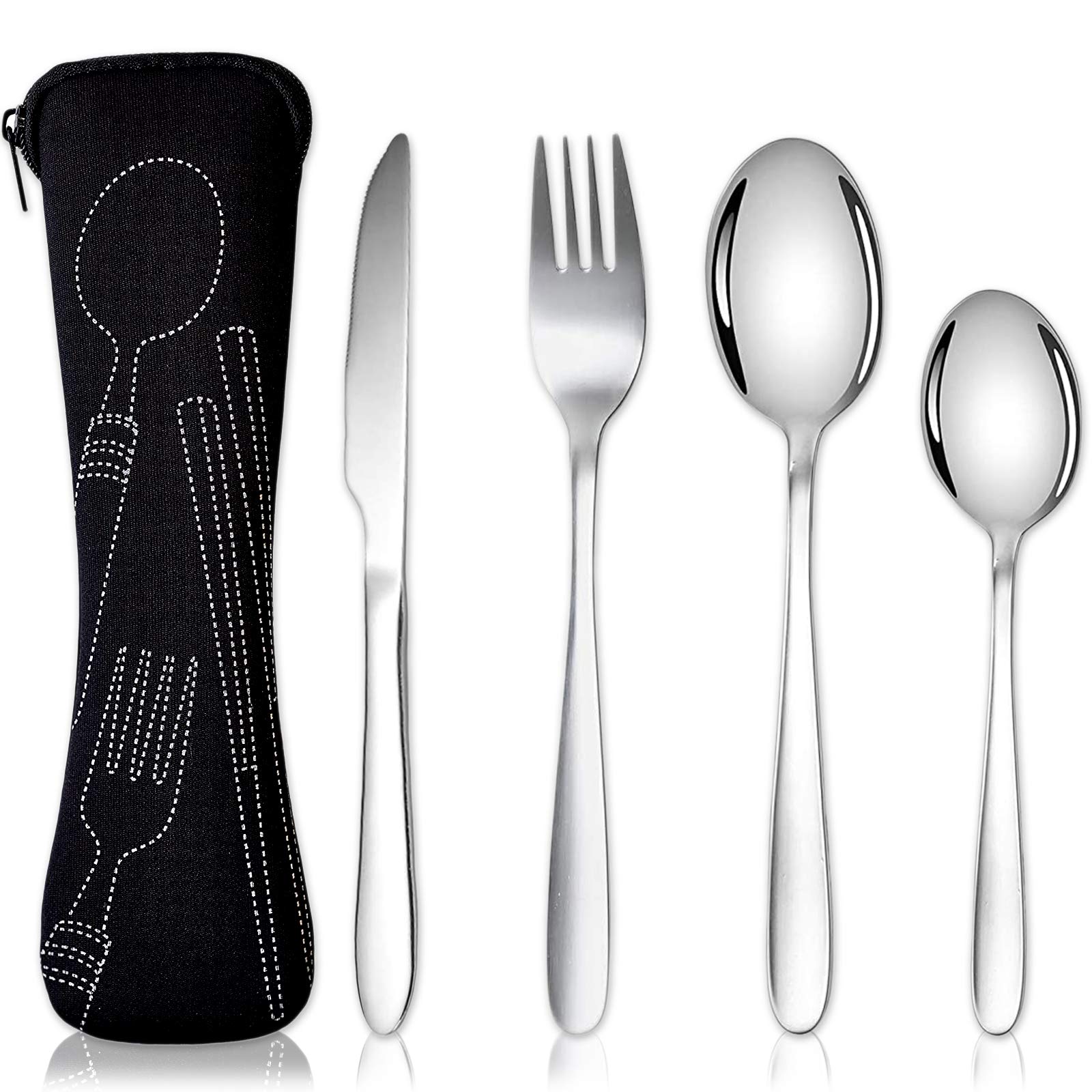 Acehome Cutlery Set with Portable Pouch Case, Stainless Steel Flatware Camping U