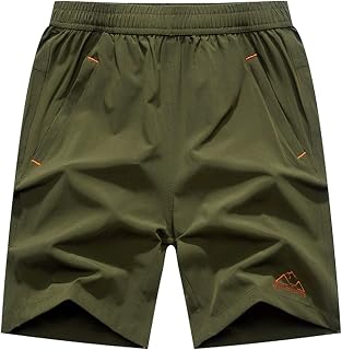 Rdruko Men's Quick Dry Hiking Shorts Lightweight Running Gym Outdoor Active Shorts with Zip Pockets