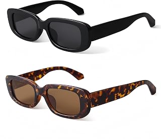 BUTABY Gafas de sol rectangulares para mujer, estilo retro, de los años 90, estilo vintage, marco cuadrado estrecho, protección UV400