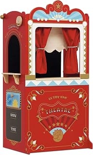 Le Toy Van Large Floor Standing Wooden Educational Puppet Theater | Red and Gold design, FSC Certified Wood, Non-Toxic Water-Based Paints, Plastic Free