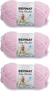 Bernat Baby Blanket Yarn for Crocheting Soft, Baby Pink, 3-Pack | #6 Super Bulky Yarn, 100% Polyester, Soft Baby Blanket Yarn for Crochet, Knitting & Crafts, 72yds, 100g/3.5oz per skein