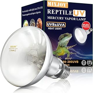 MIXJOY 100W Reptile Heat Lamp, UVA UVB Full Spectrum Basking Bulb with Heat for Bearded Dragon, Turtle & Gecko, Mercury Vapor Sun Light for Reptile Tank