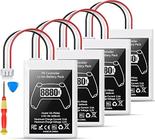 Kosker PS5 Controller Battery Replacement Kit Compatible with PlayStation 5 Original Controller, 8880mWh High Capacity PS5 Controller Battery with Extra Repair Tools Kit for Extended Gaming, 4 Packs