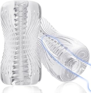 Male Masturbator Sex Toys - Adult Sex Toy Pocket Pussy, TPE Male Masturbation Sleeve, Penis Training Sex Toy for Men, 3D Realistic Texture Spiral Tunnel Stroker, Couple Sex Toys & Game (Clear)